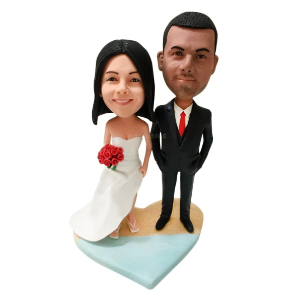 Custom Hawaiian Beach Theme Wedding Cake Toppers
