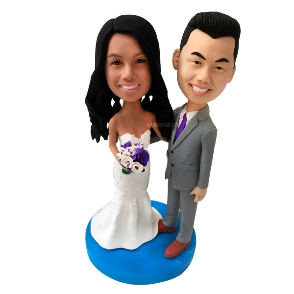 Personalized Asian Bride and Groom Wedding Cake Topper