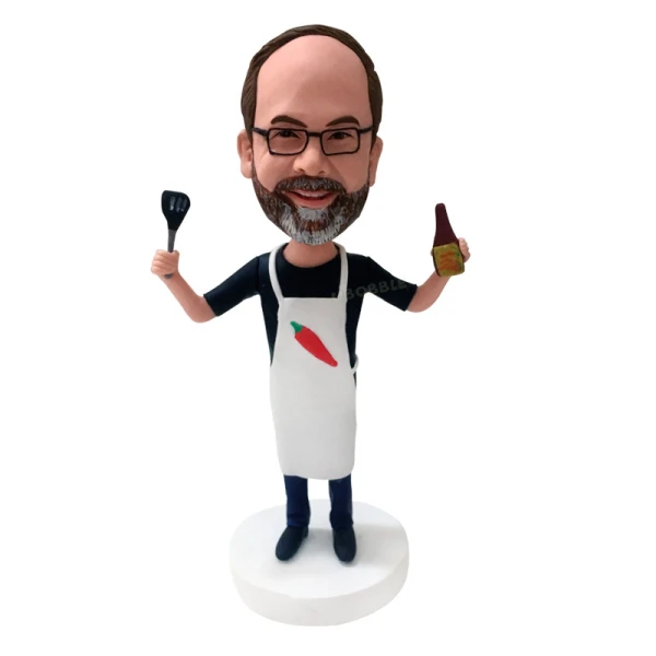 Personalized Male Master Chef Bobblehead from Photos