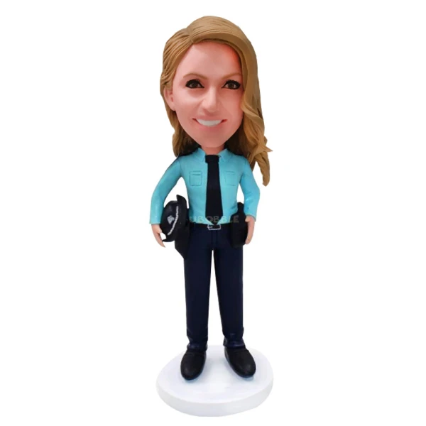 Personalized Female Police Officer Bobblehead