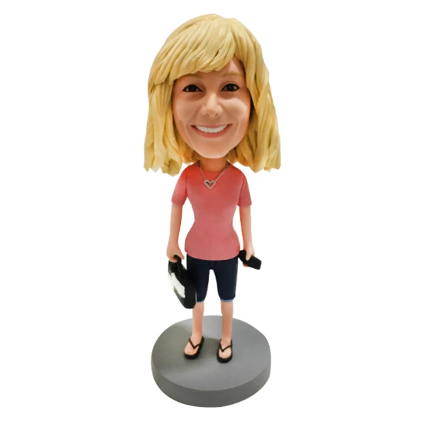 Personalized Bobbleheads of Blonde Woman with Bag