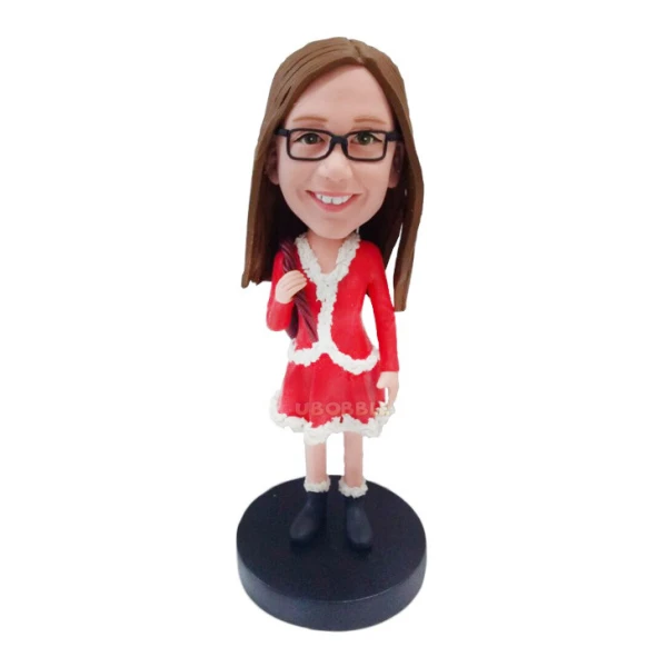 Custom Christmas Bobblehead, Female with Christmas Outfit