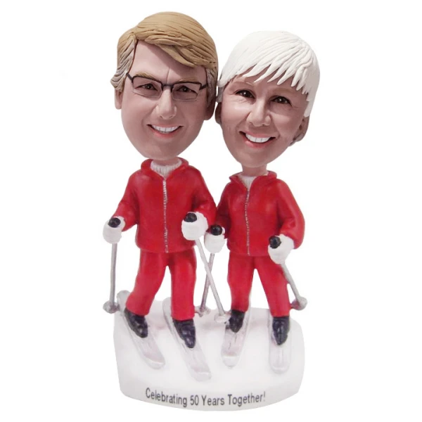 Custom Amazing Bobbleheads for Skiing Couple