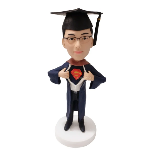 Custom Bobblehead Graduation Gift with Superman Symbol