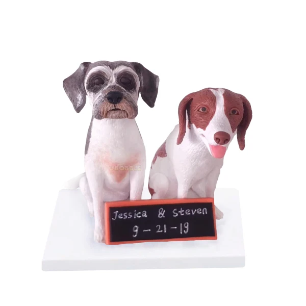 Custom 2 Dogs Wedding Cake Topper