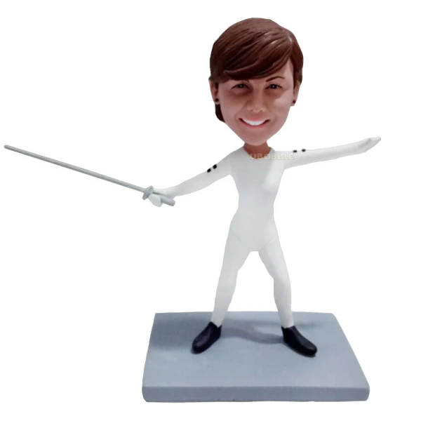 Custom Female Fencing Bobblehead, Fully Made from Photos