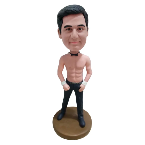 Custom Bobblehead Muscle Man Showing Abs
