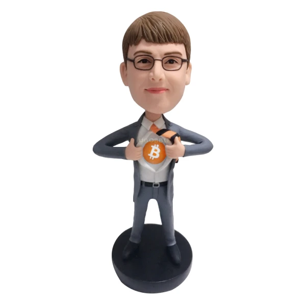 Custom Bobblehead Man with Bitchain Bitcoin Decal